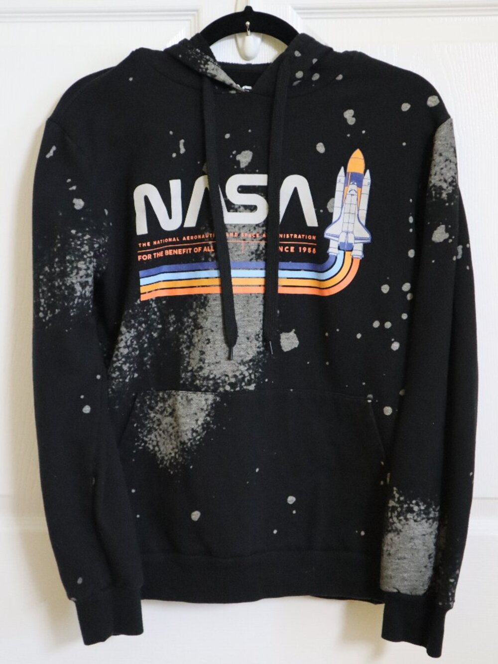 Nasa Space Hoodie Sweatshirt Milky Way Splatter Tie Dye Neon Men's S Women's M